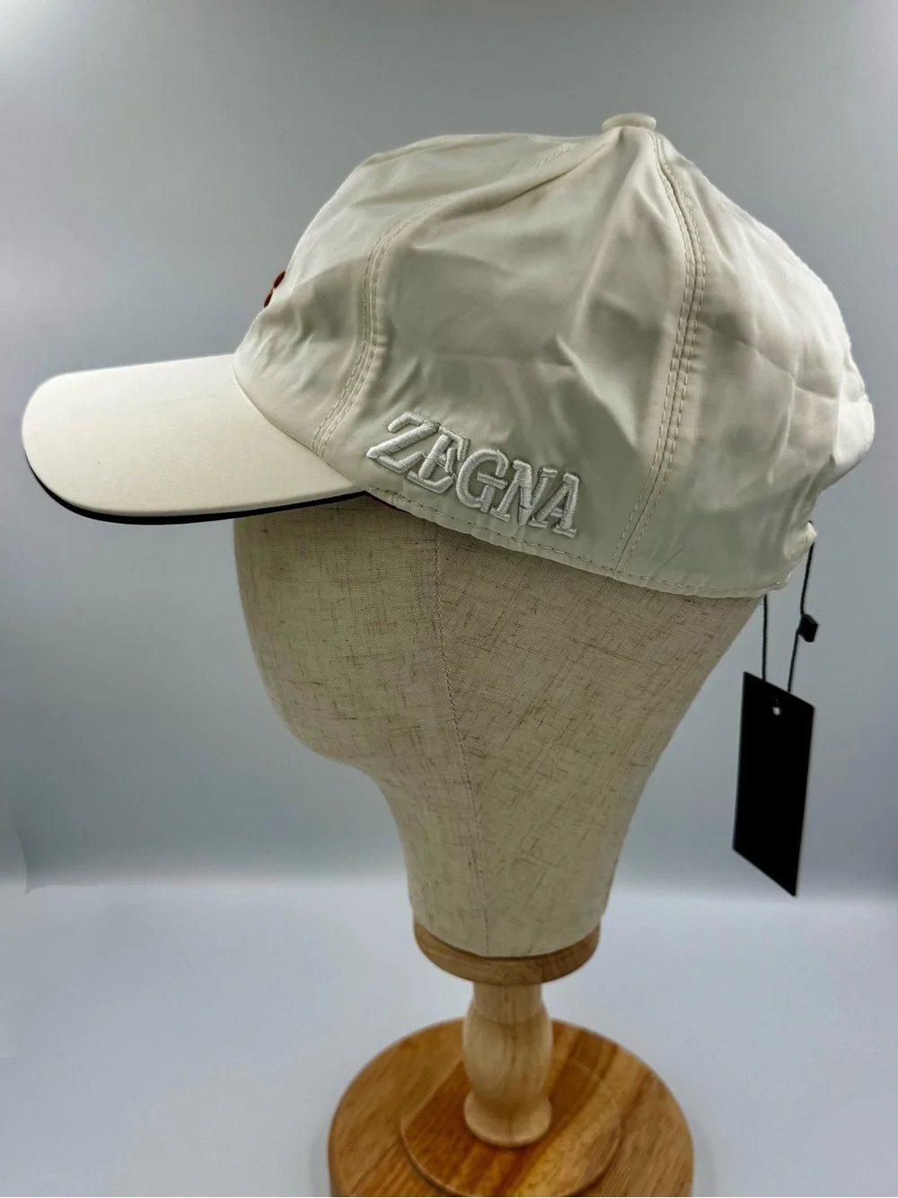 Zegna Zephyr Baseball Cap White Cream Orange Stripe Men’s Hat NWT